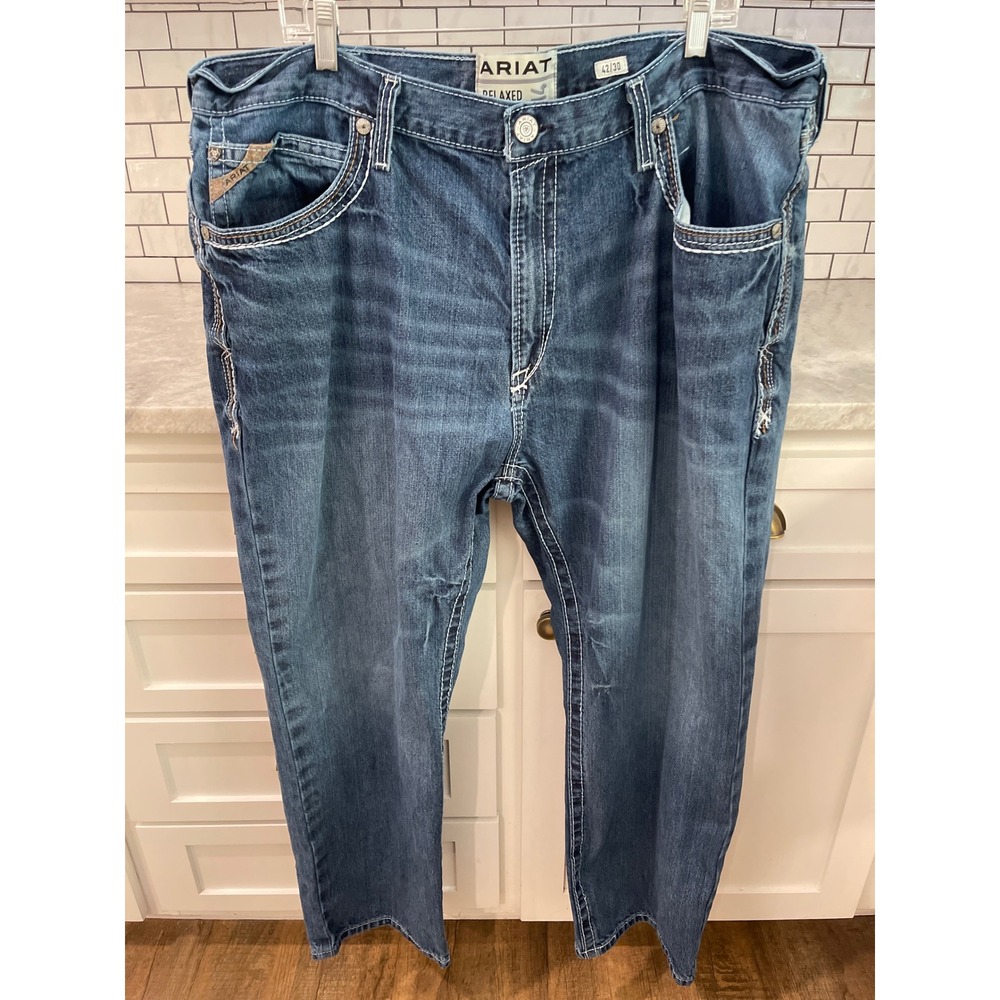Ariat Boot Jean Men 42 Blue M4 Coltrane Relaxed Fit Western Denim Inseam 30